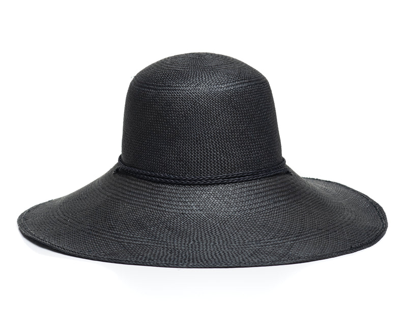 Black Panama Straw Hat Back