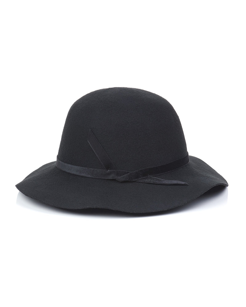 Black Wool Felt Boho Hat Back