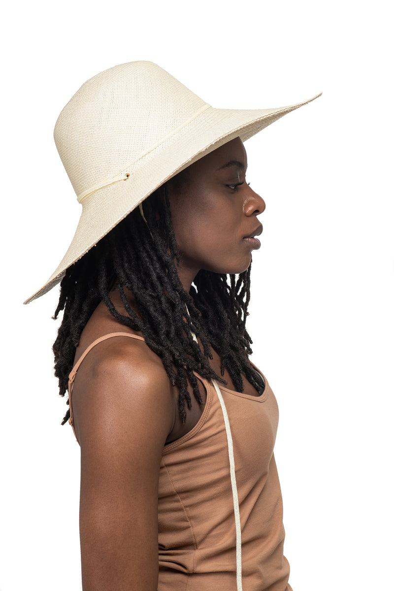 Cream Panama Straw Hat Side 2