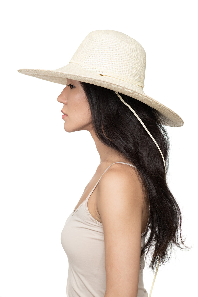 Cream Panama Straw Hat Side 1