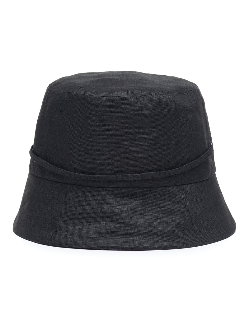 Black Linen Bucket Hat Back