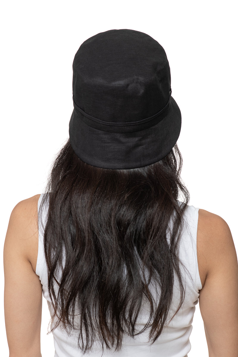 Black Linen Bucket Hat Back 2