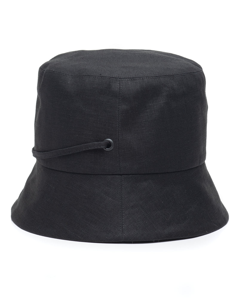 Black Linen Bucket Hat Side