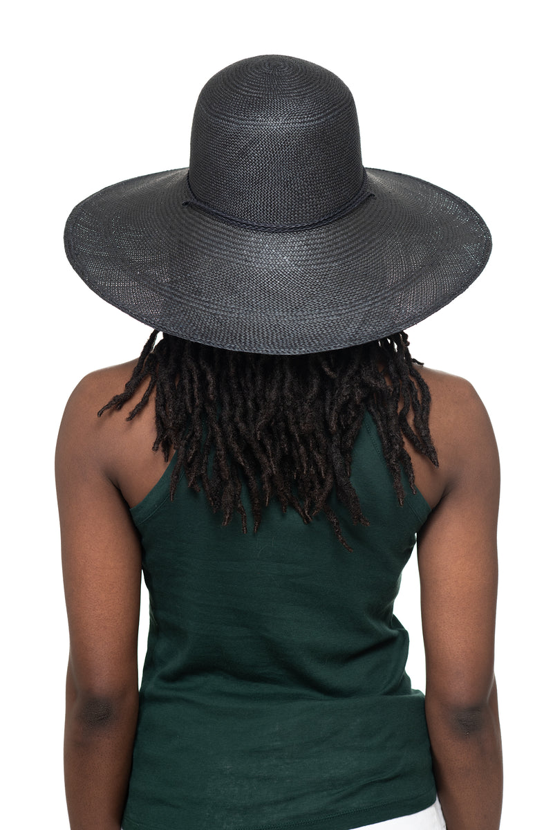 Black Panama Straw Hat Back 1