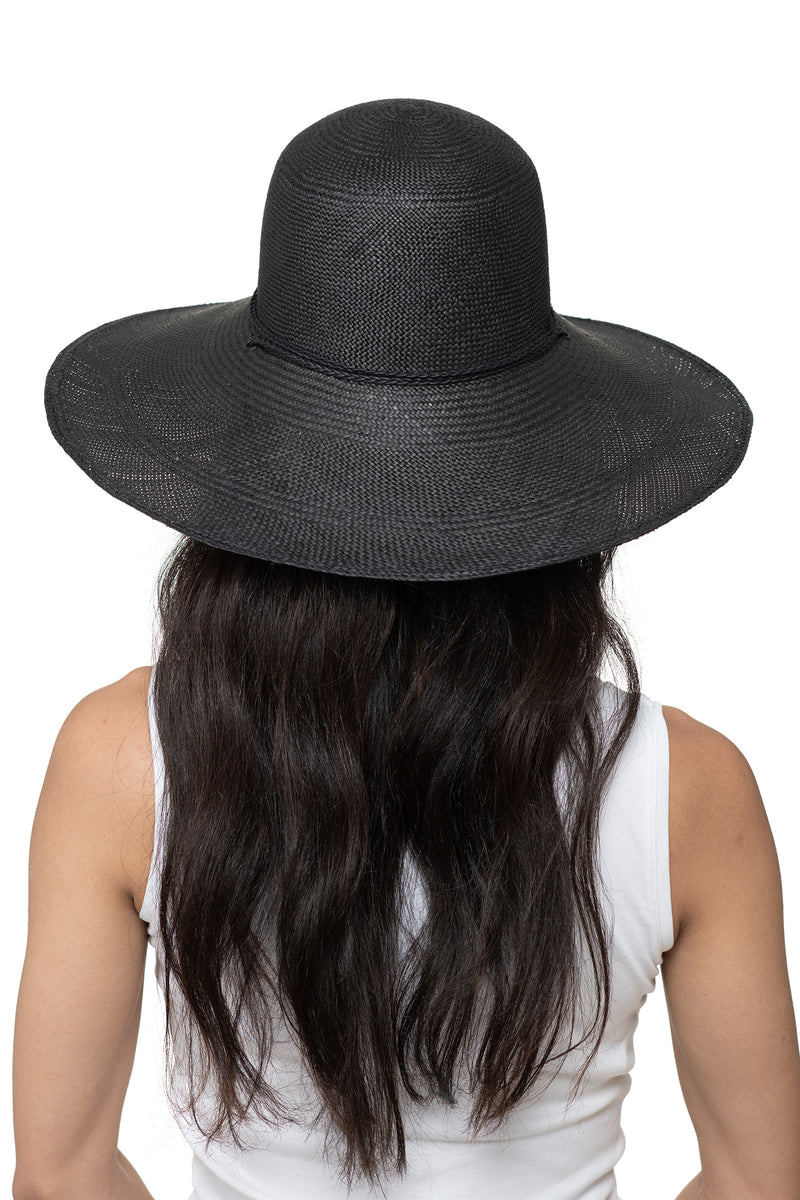 Black Panama Straw Hat Back 2