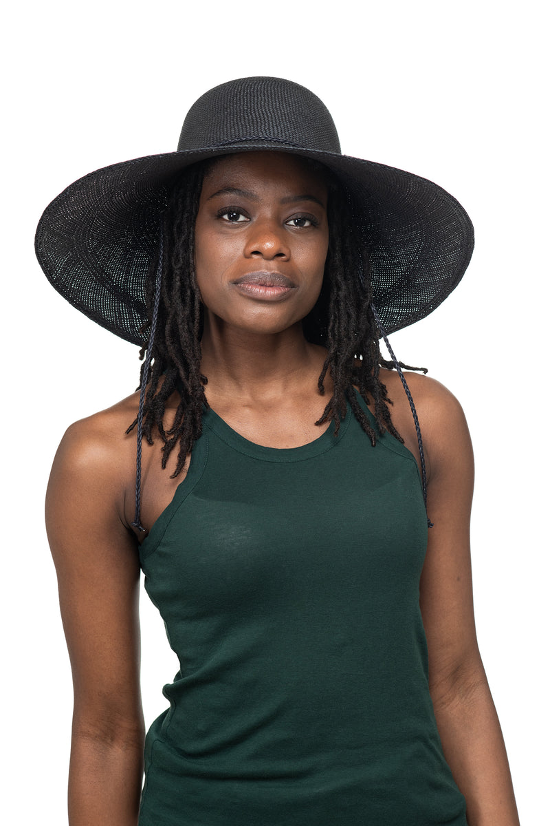 Black Panama Straw Hat Front 1