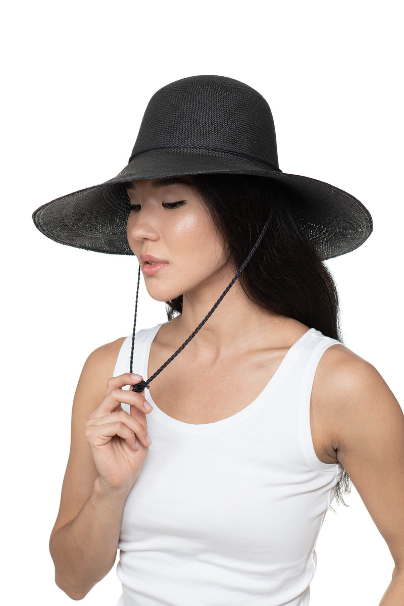 Black Panama Straw Hat Front 2
