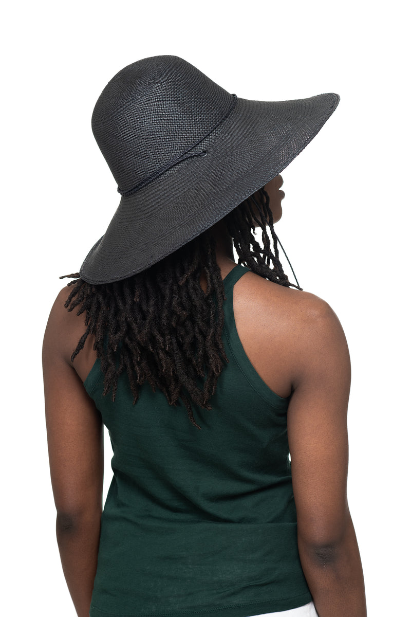 Black Panama Straw Hat Side 1