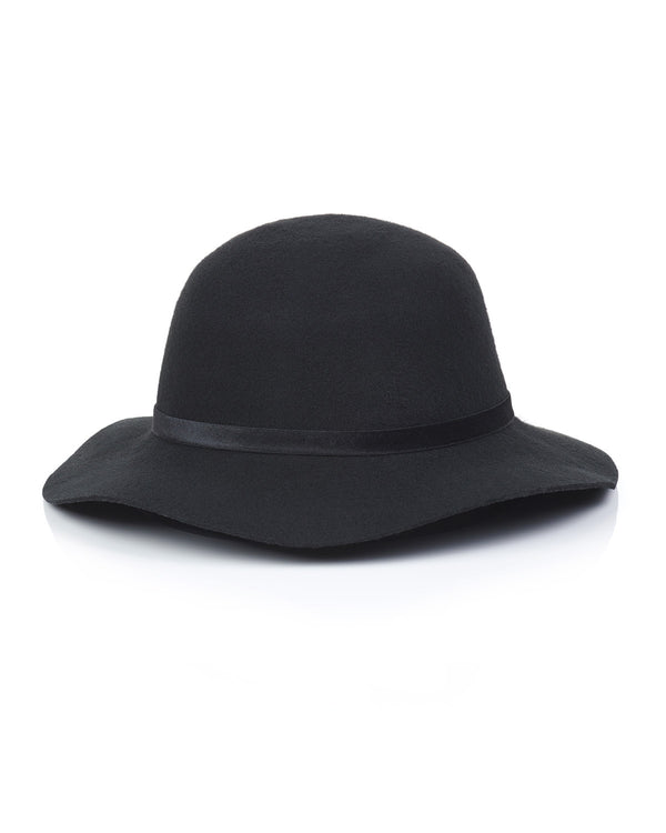 Black Wool Felt Boho Hat Front