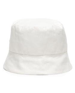 White Linen Bucket Hat Front